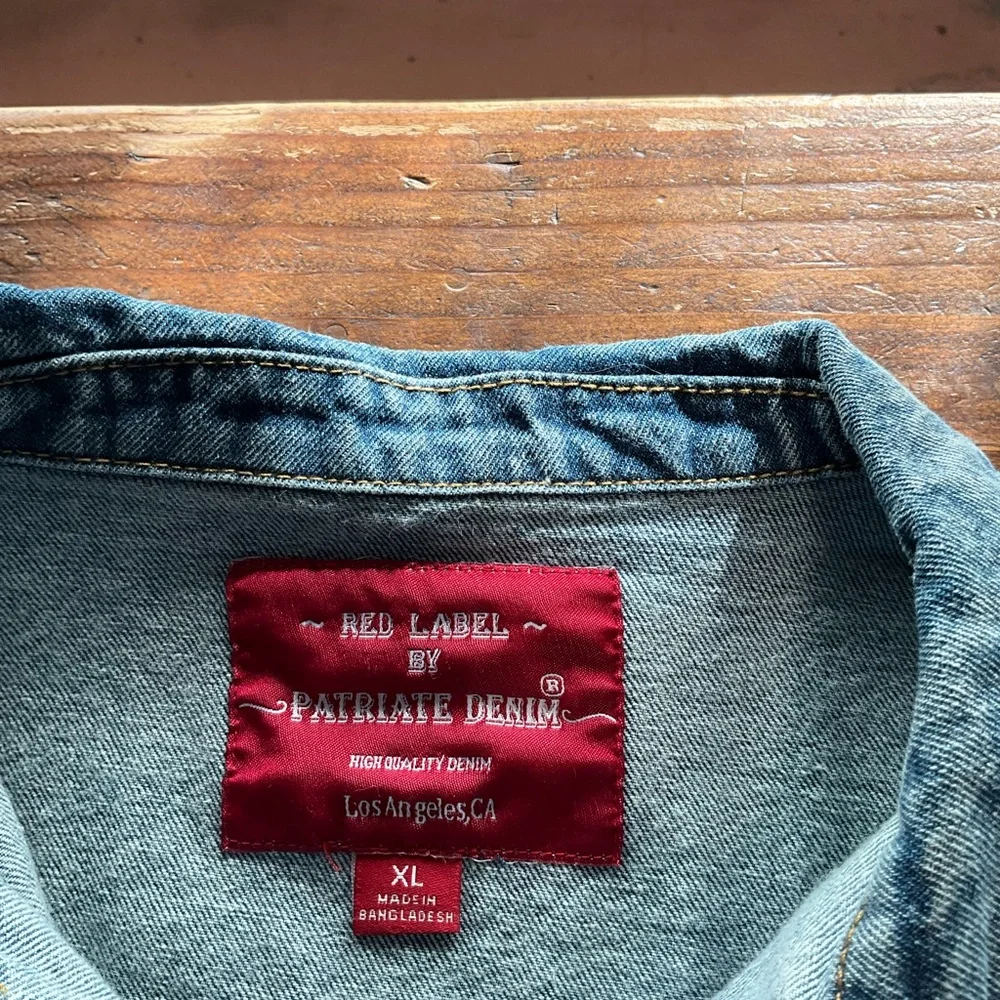 One of a Kind Handmade Denim Jacket with Paisley Design Back with Rhinestones - Picture 5 of 7